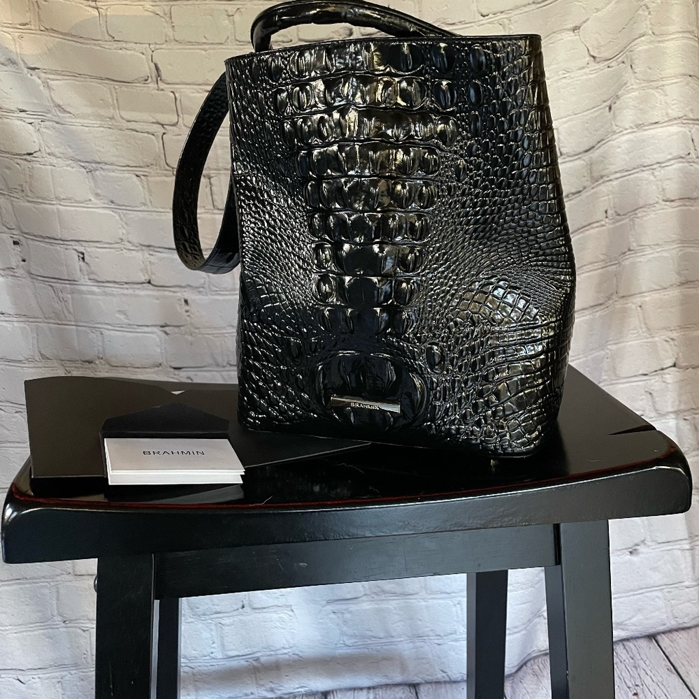 Brahmin Amelia Embossed Leather Bucket Bag